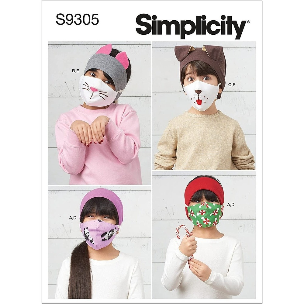 Simplicity Sewing Pattern 9305 Headbands Hat Face Coverings Child S-L UNCUT